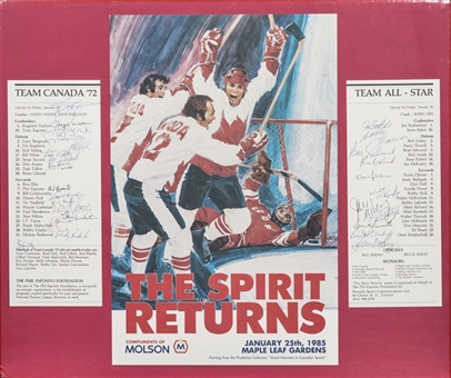 1985 "The Spirit Returns" Litho & Lineup Cards with 29 Signatures in 22x19 Display (SGC)